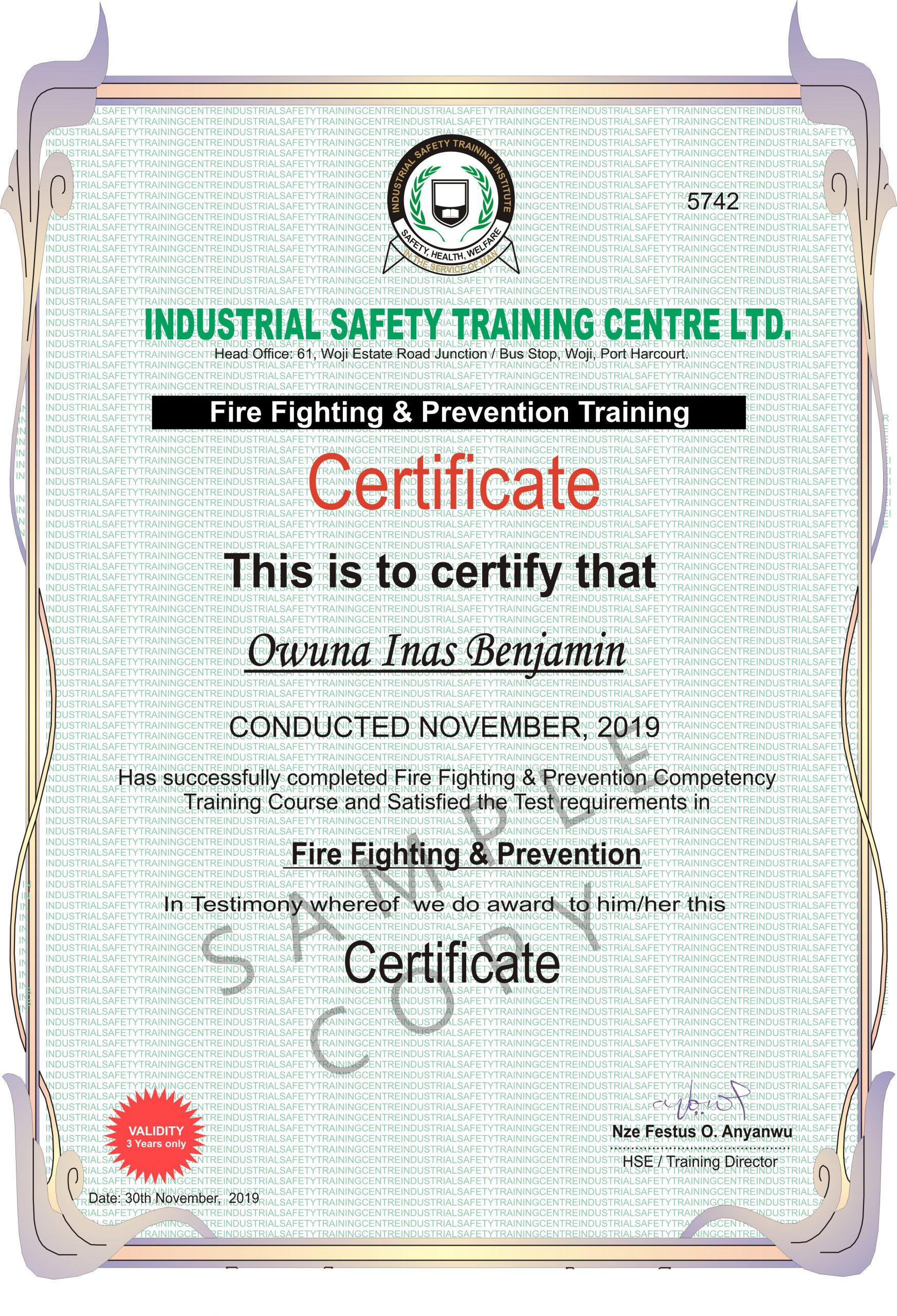 Basic Fire Fighting & Prevention Course Industrial Safety Training